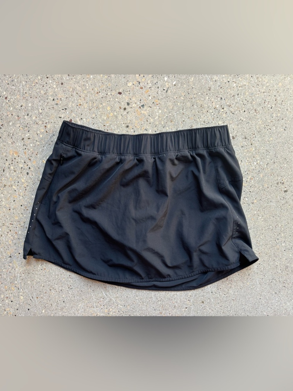 Black Athletic Skort with Drawstring and Pockets